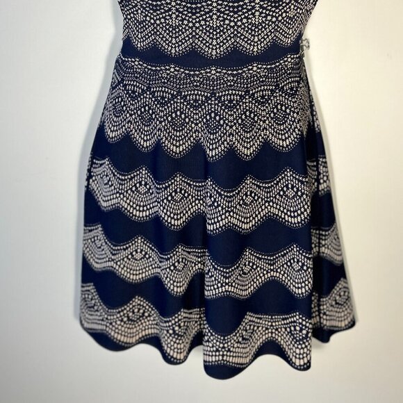 BCBGMaxAzria SZ L Navy & Cream sweater tank dress Layers Timeless Preppy Office - Picture 3 of 9